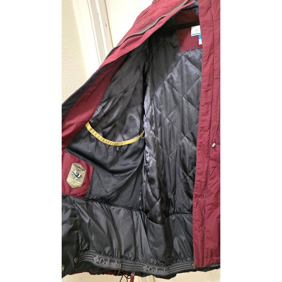 Columbia Men's Burgundy Hooded Quilted Winter Jacket Adjustable Cuffs Size XL - Picture 4 of 10